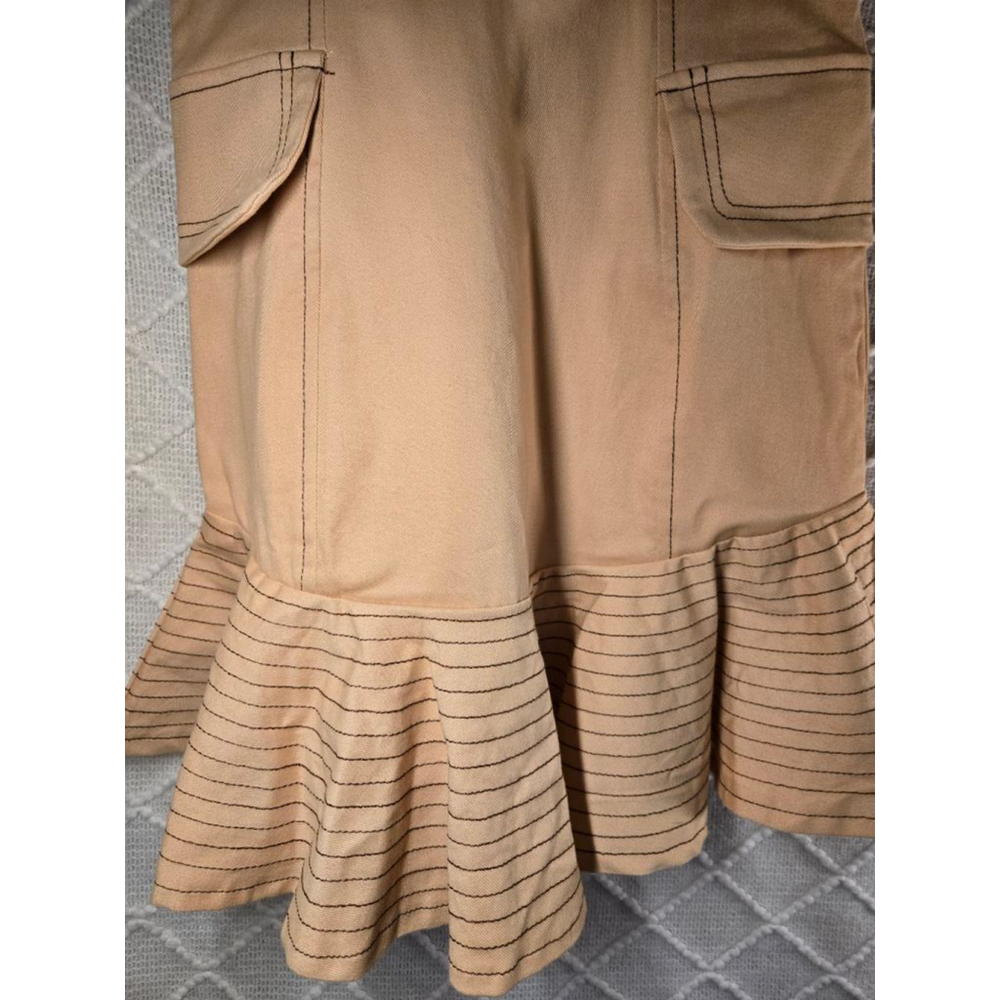 Tan Mini Dress with Flared Hem - Picture 5 of 9